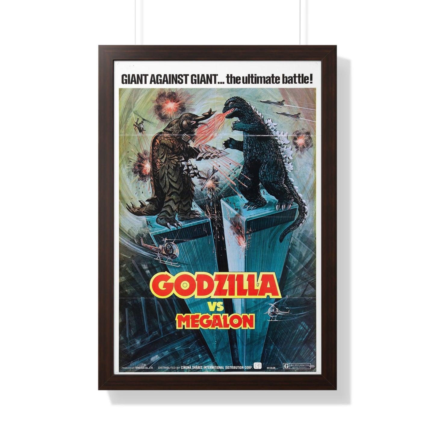 GODZILLA VS MEGALON 1973 - Framed Movie Poster-20" x 30"-The Sticker Space