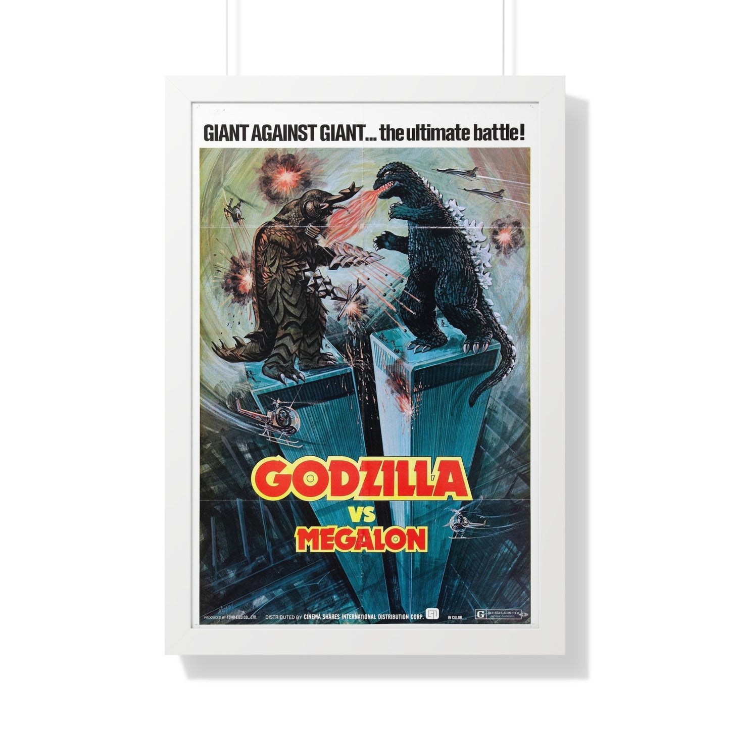 GODZILLA VS MEGALON 1973 - Framed Movie Poster-20" x 30"-The Sticker Space