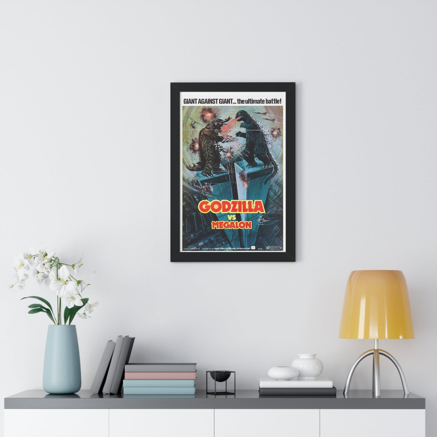 GODZILLA VS MEGALON 1973 - Framed Movie Poster-The Sticker Space