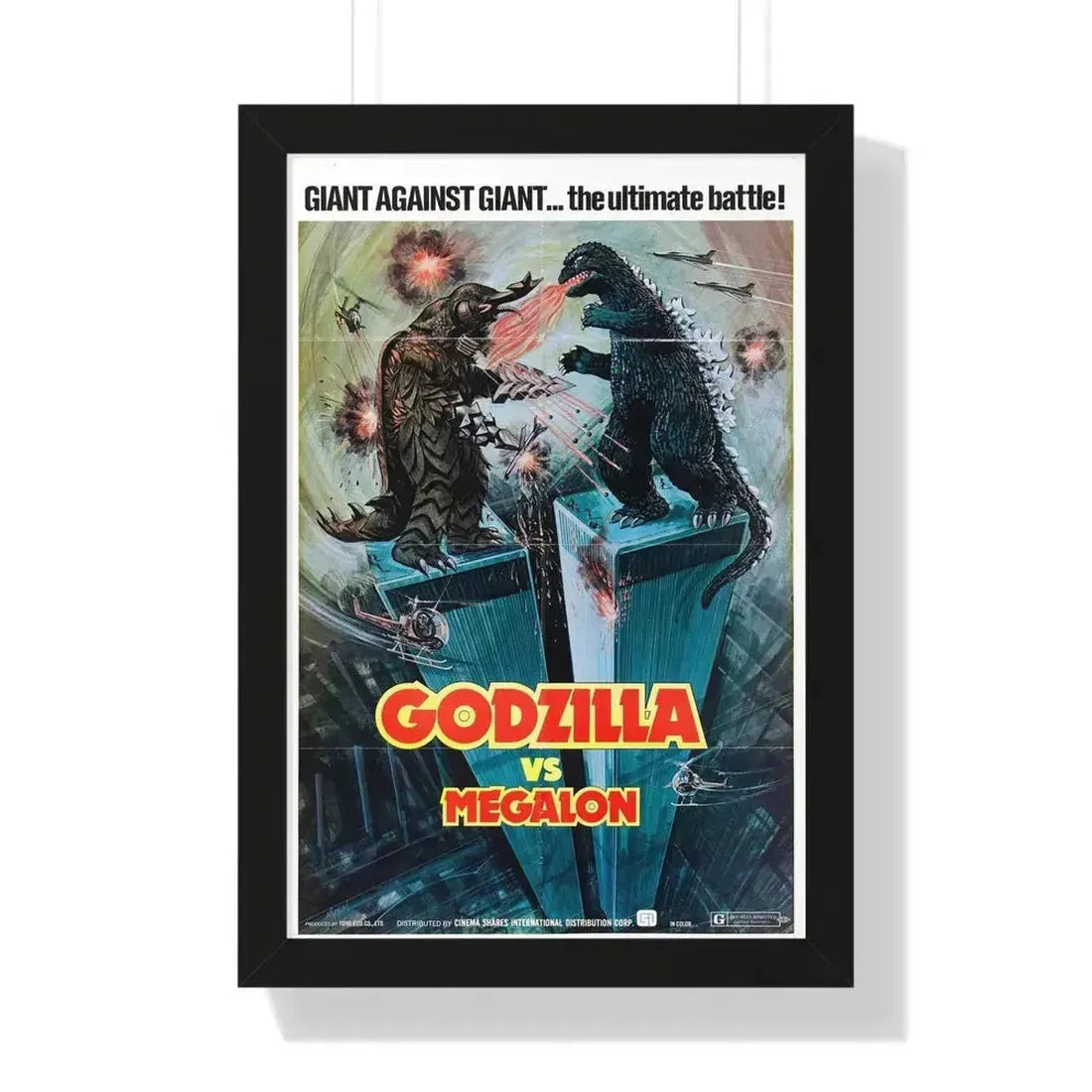 GODZILLA VS MEGALON 1973 - Framed Movie Poster - The Sticker Space