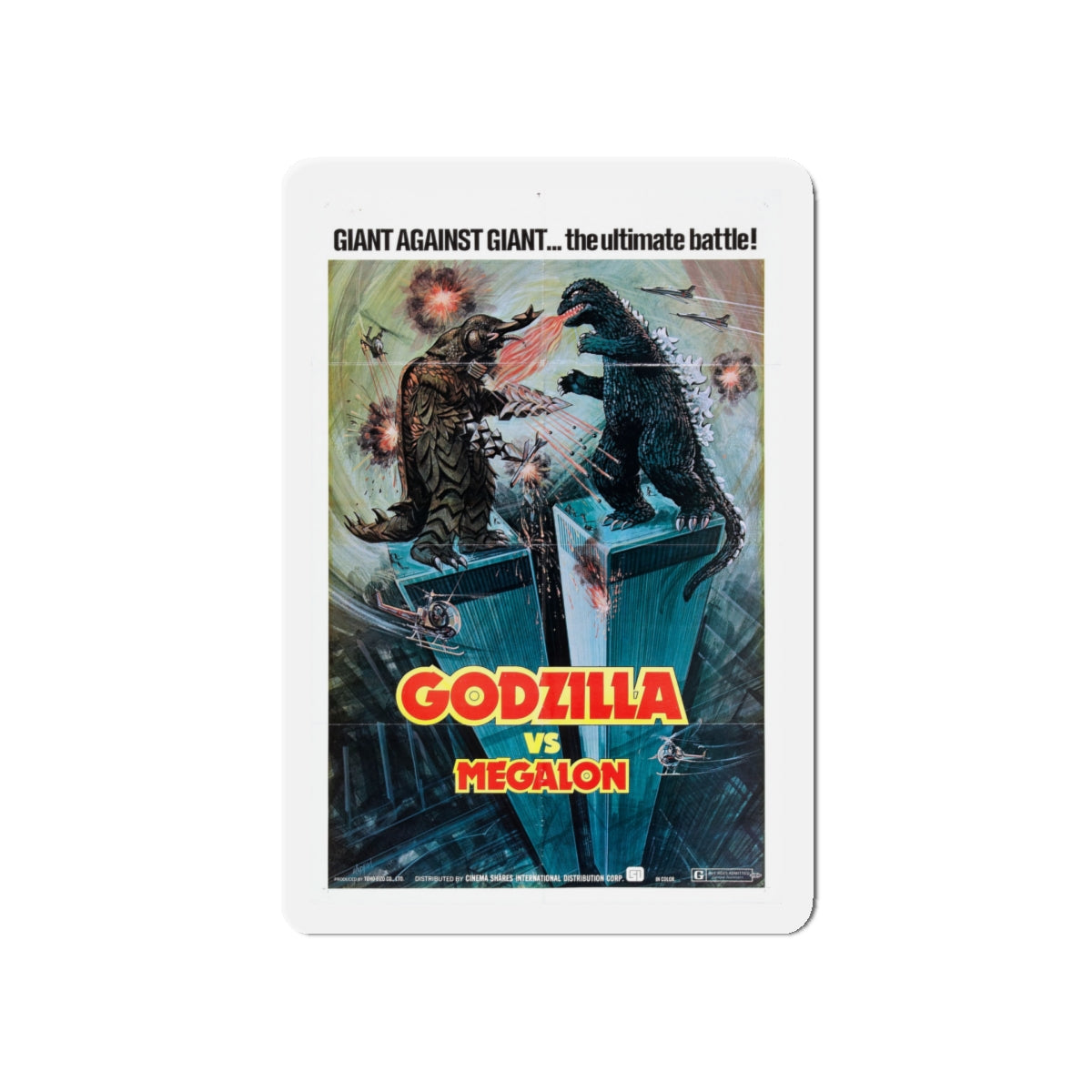 GODZILLA VS MEGALON 1973 Movie Poster - Die-Cut Magnet-5" x 5"-The Sticker Space