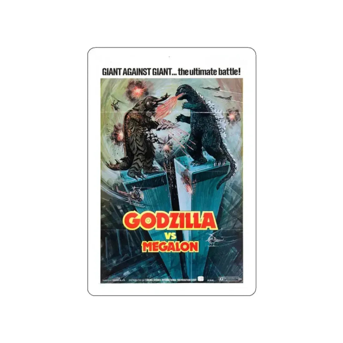 GODZILLA VS MEGALON 1973 Movie Poster STICKER Vinyl Die-Cut Decal 2 Inch - The Sticker Space