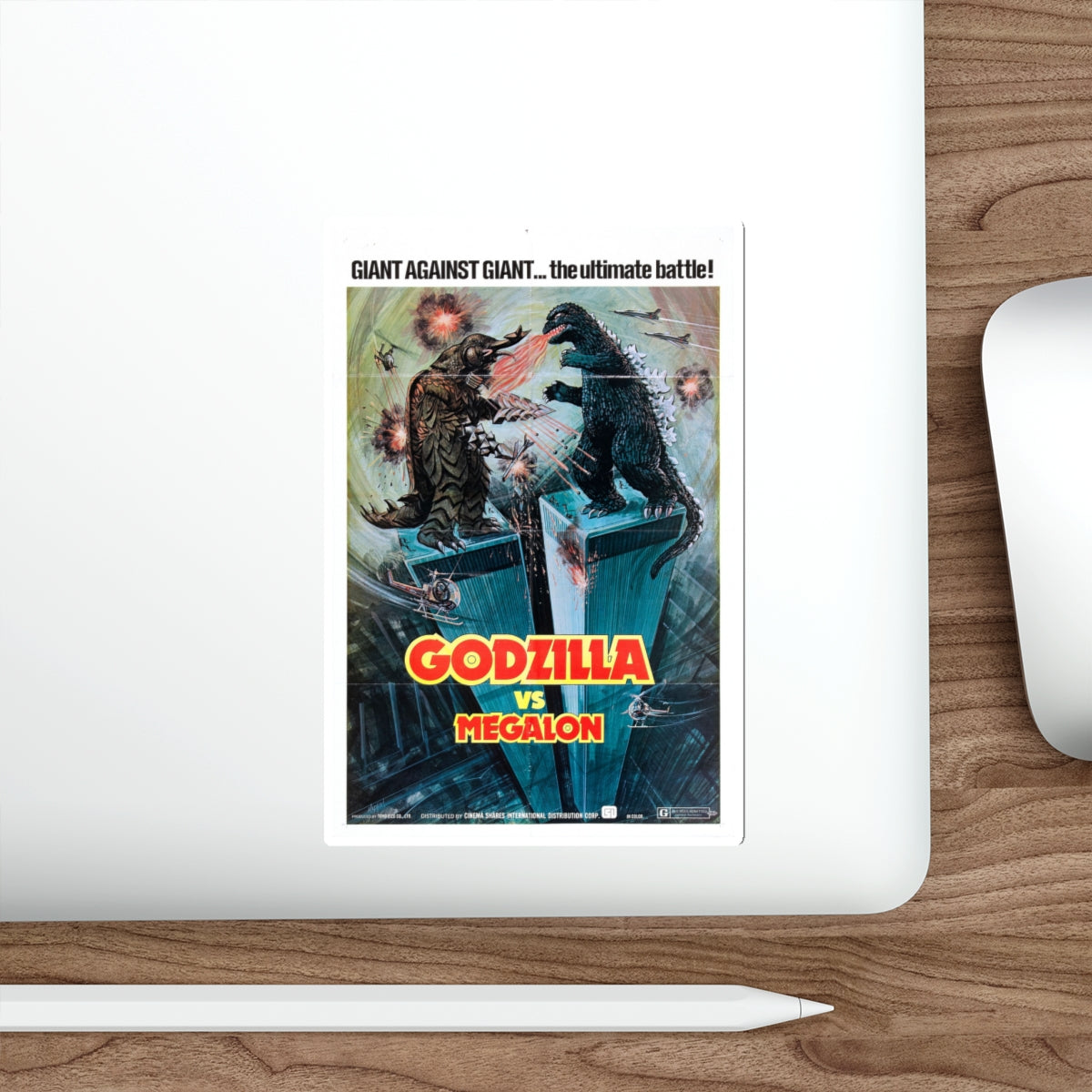 GODZILLA VS MEGALON 1973 Movie Poster STICKER Vinyl Die-Cut Decal-The Sticker Space