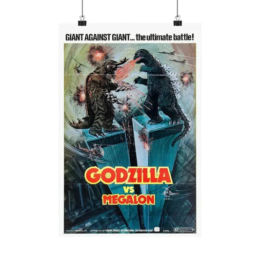 GODZILLA VS MEGALON 1973 - Paper Movie Poster 12″ x 18″ Matte - The Sticker Space