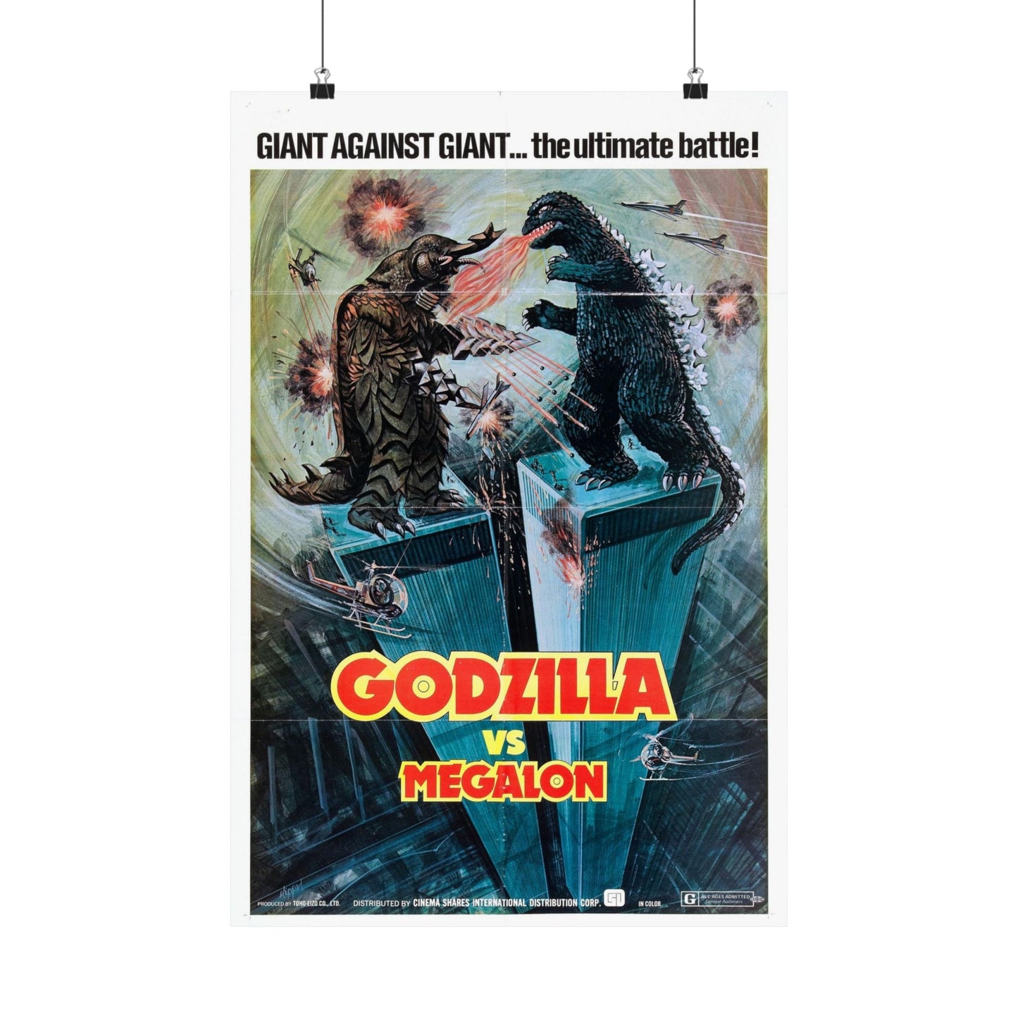 GODZILLA VS MEGALON 1973 - Paper Movie Poster-16″ x 24″-The Sticker Space