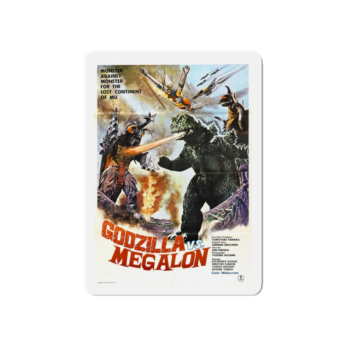 GODZILLA VS MEGALON (2) 1973 Movie Poster - Die-Cut Magnet-6 × 6"-The Sticker Space