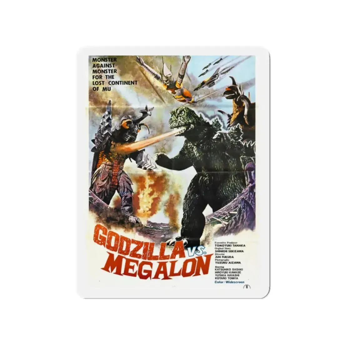GODZILLA VS MEGALON (2) 1973 Movie Poster - Refrigerator Magnet 2 Inch - The Sticker Space