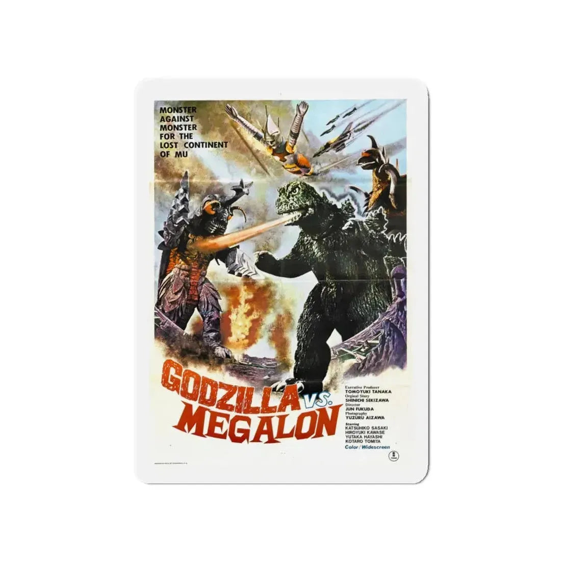 GODZILLA VS MEGALON (2) 1973 Movie Poster - Refrigerator Magnet 4 Inch - The Sticker Space
