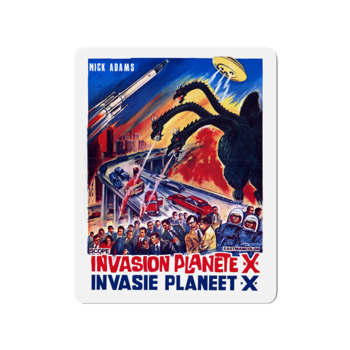 GODZILLA VS MONSTER ZERO (BELGIAN) 1965 Movie Poster - Die-Cut Magnet-3" x 3"-The Sticker Space