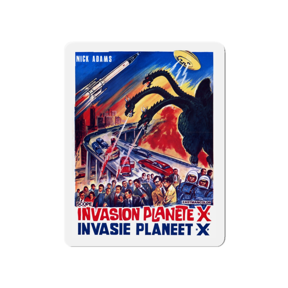 GODZILLA VS MONSTER ZERO (BELGIAN) 1965 Movie Poster - Die-Cut Magnet-5" x 5"-The Sticker Space