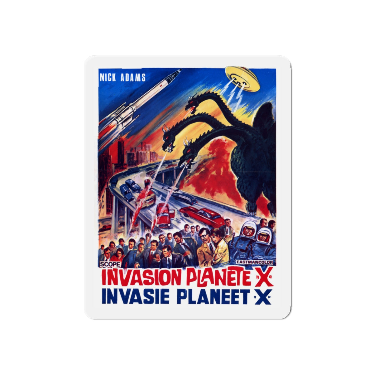 GODZILLA VS MONSTER ZERO (BELGIAN) 1965 Movie Poster - Die-Cut Magnet-6 × 6"-The Sticker Space