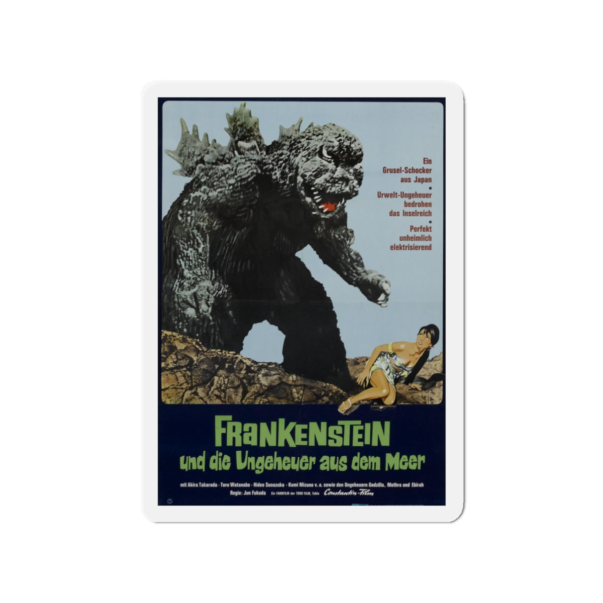 GODZILLA VS THE SEA MONSTER (GERMAN) 1966 Movie Poster - Die-Cut Magnet-3" x 3"-The Sticker Space