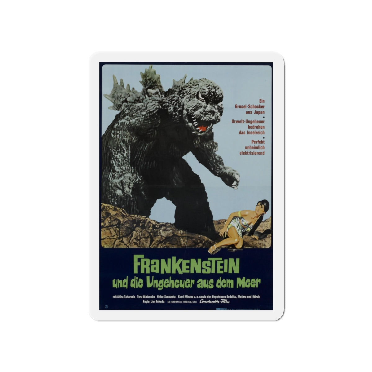 GODZILLA VS THE SEA MONSTER (GERMAN) 1966 Movie Poster - Die-Cut Magnet-4" x 4"-The Sticker Space