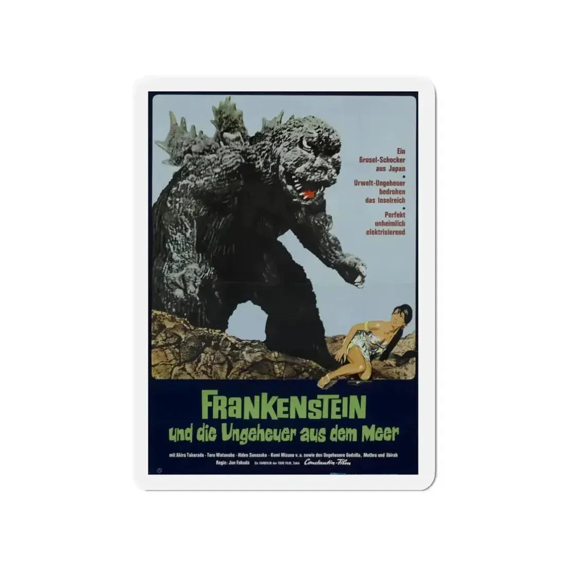 GODZILLA VS THE SEA MONSTER (GERMAN) 1966 Movie Poster - Refrigerator Magnet - The Sticker Space