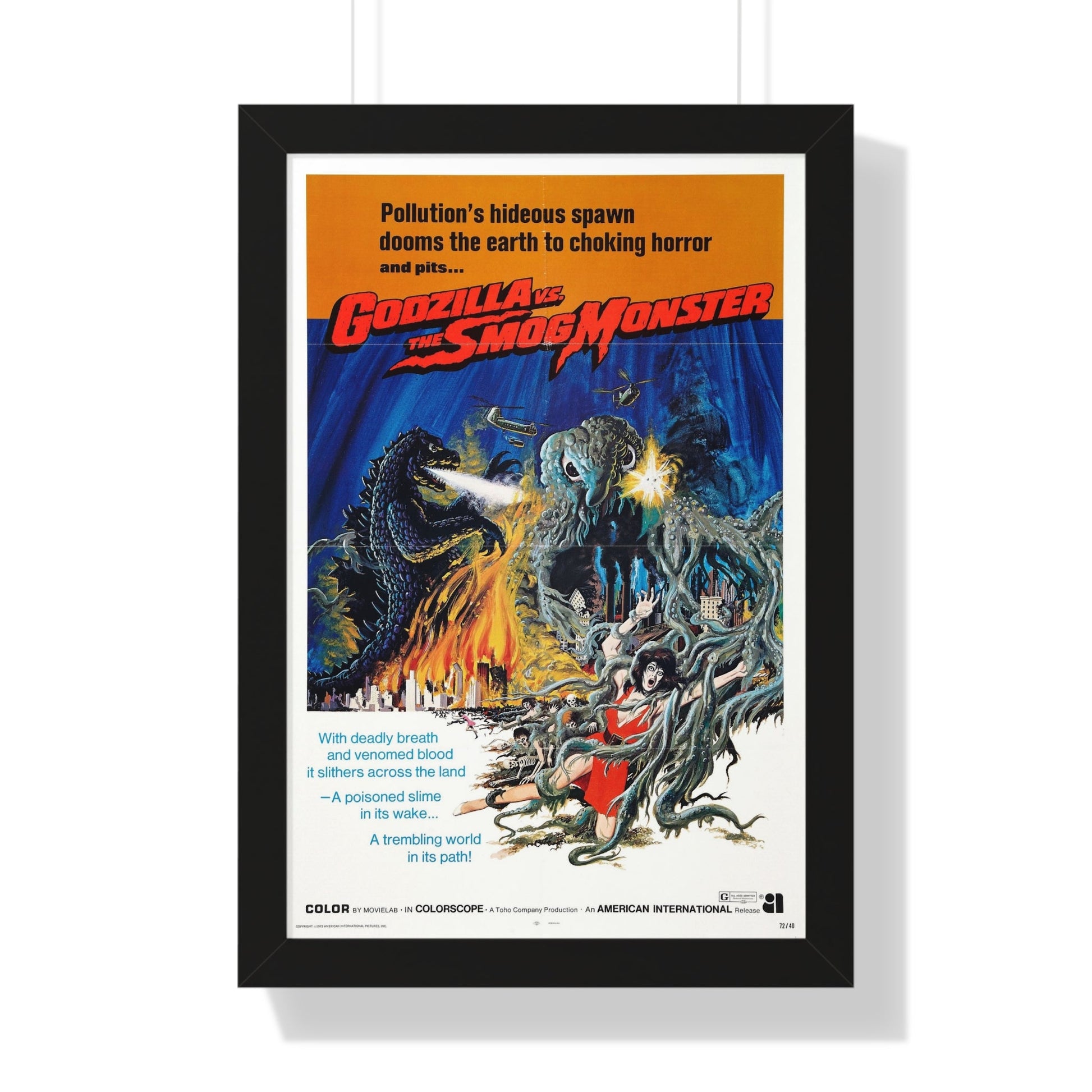 GODZILLA VS THE SMOG MONSTER 1971 - Framed Movie Poster-16″ x 24″-The Sticker Space