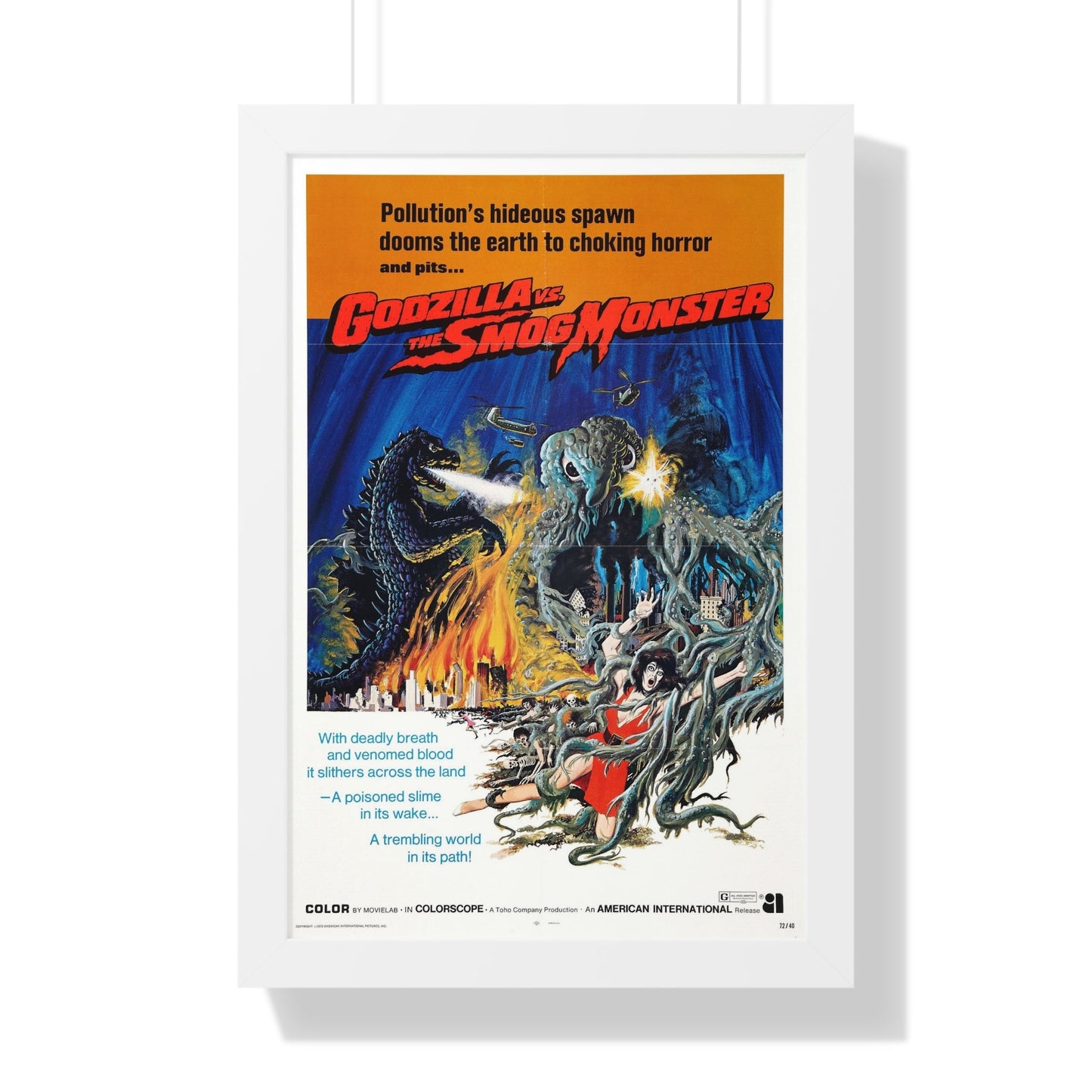 GODZILLA VS THE SMOG MONSTER 1971 - Framed Movie Poster-16″ x 24″-The Sticker Space