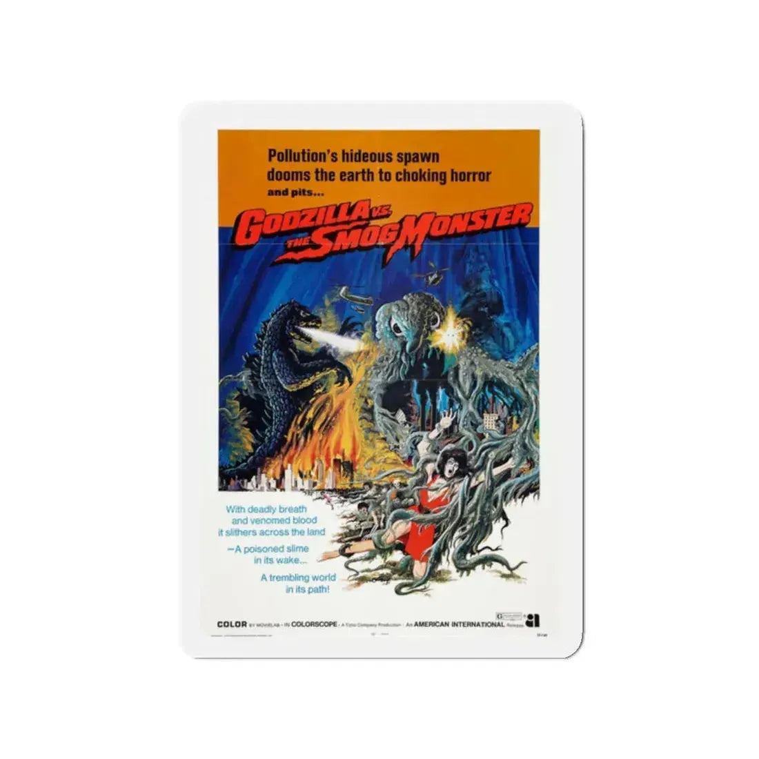 GODZILLA VS THE SMOG MONSTER 1971 Movie Poster - Refrigerator Magnet 2 Inch - The Sticker Space