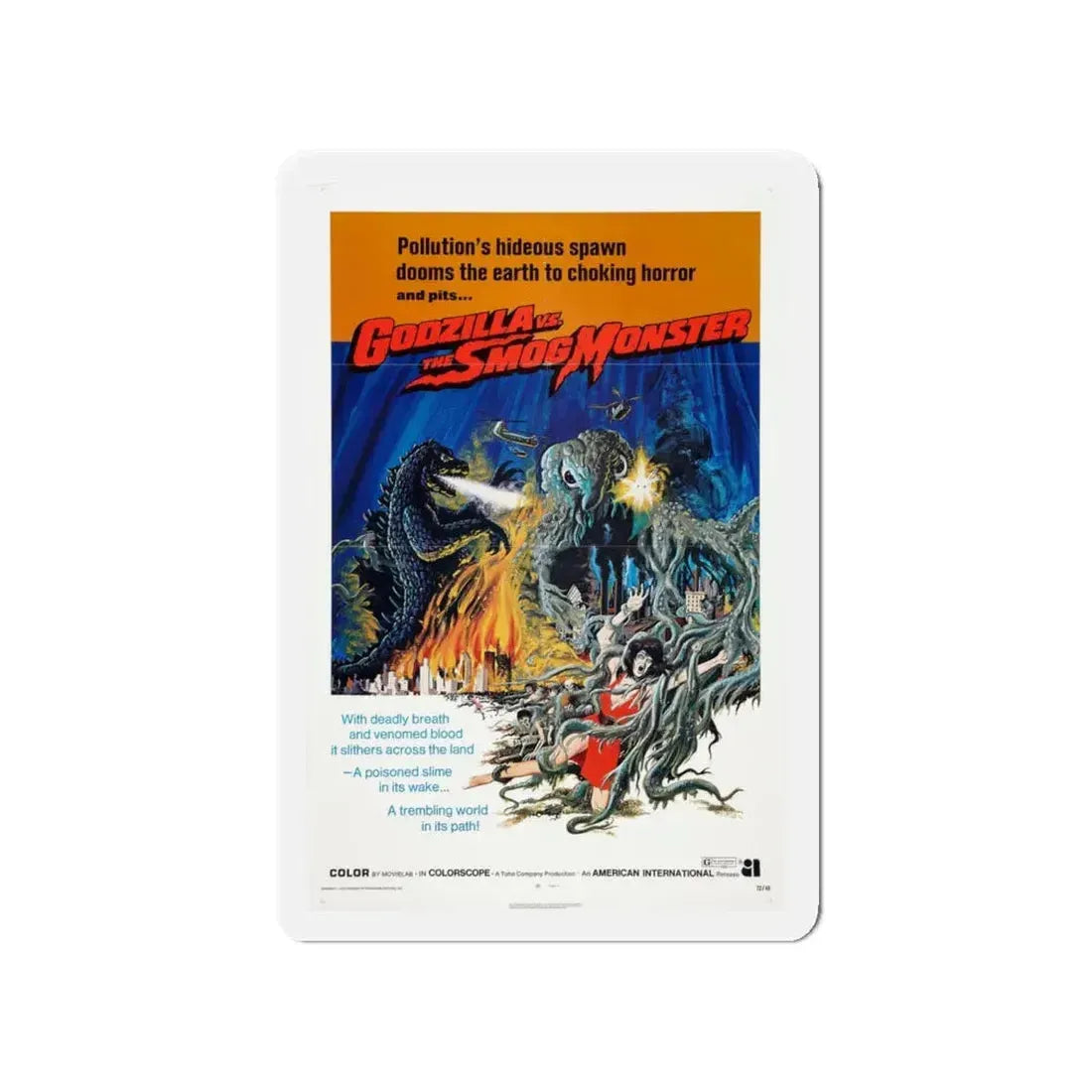 GODZILLA VS THE SMOG MONSTER 1971 Movie Poster - Refrigerator Magnet 4 Inch - The Sticker Space