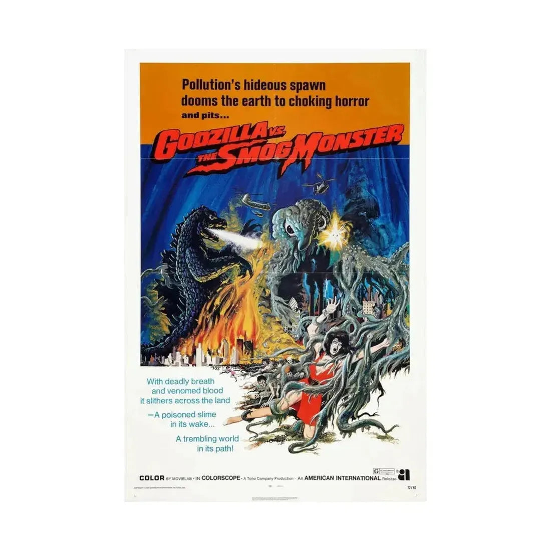 GODZILLA VS THE SMOG MONSTER 1971 - Paper Movie Poster - The Sticker Space