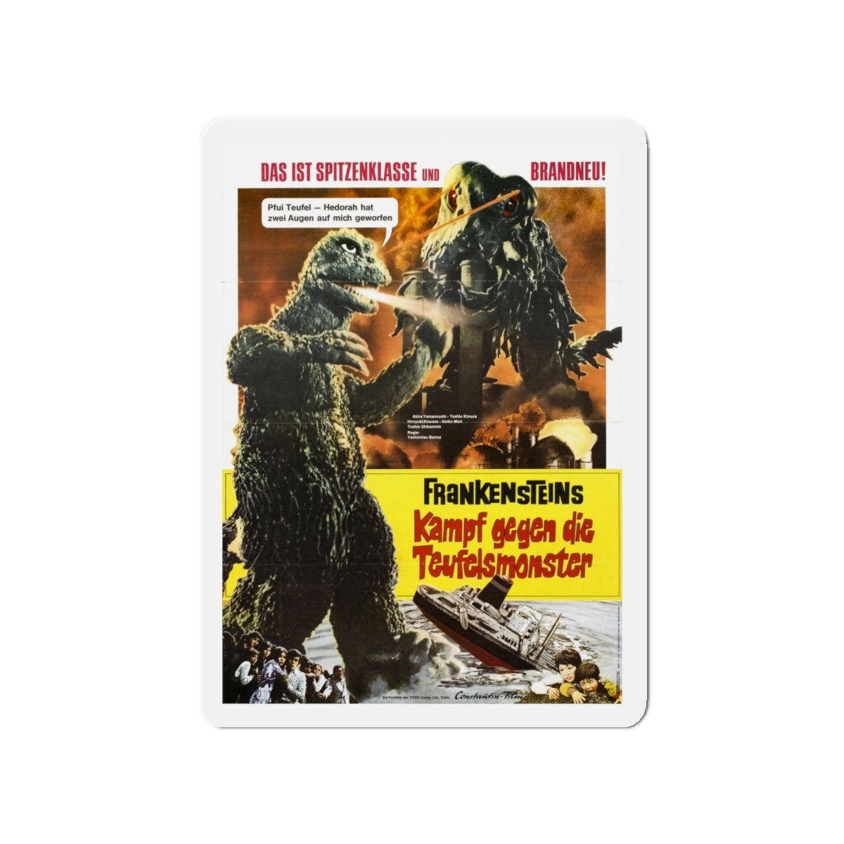 GODZILLA VS THE SMOG MONSTER (GERMAN) 1971 Movie Poster - Die-Cut Magnet-4" x 4"-The Sticker Space