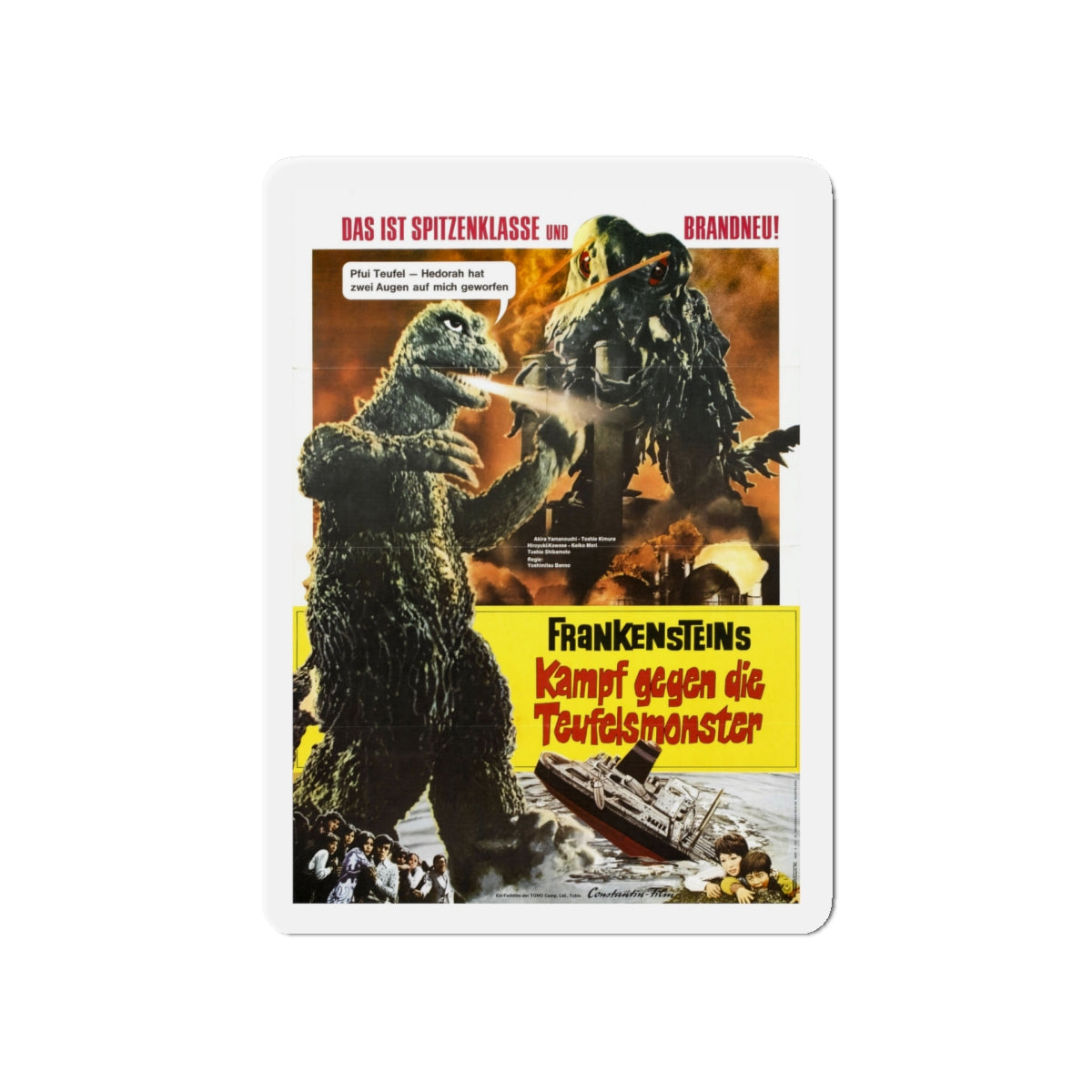 GODZILLA VS THE SMOG MONSTER (GERMAN) 1971 Movie Poster - Die-Cut Magnet-5" x 5"-The Sticker Space