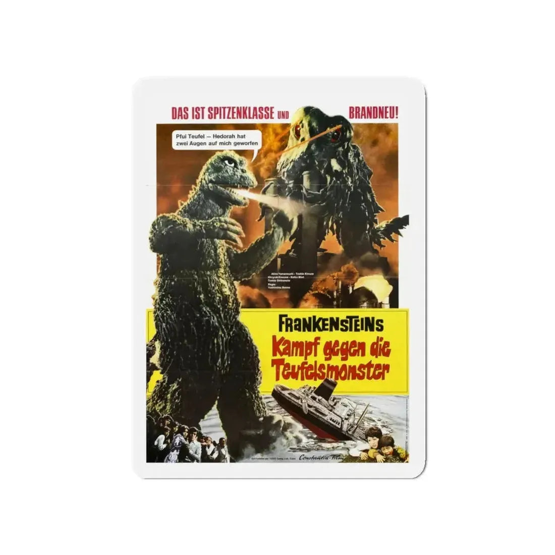 GODZILLA VS THE SMOG MONSTER (GERMAN) 1971 Movie Poster - Refrigerator Magnet 4 Inch - The Sticker Space