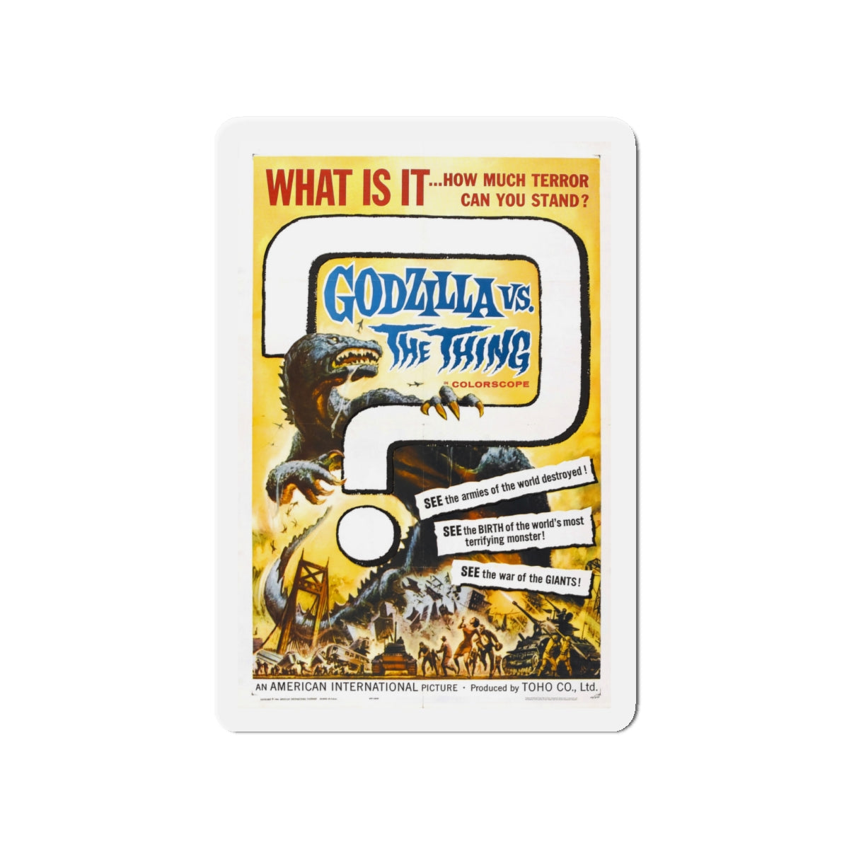 GODZILLA VS THE THING 1964 Movie Poster - Die-Cut Magnet-4" x 4"-The Sticker Space