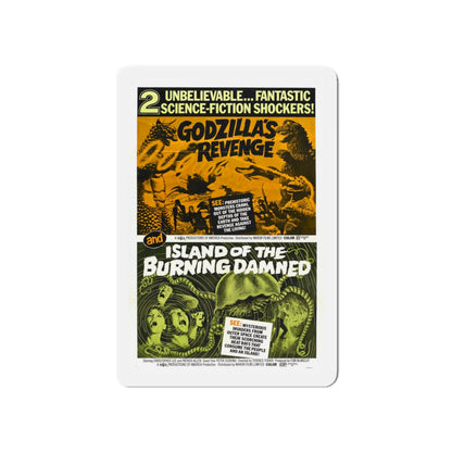 GODZILLA'S REVENGE + ISLAND OF THE BURNING DAMNED 1969 Movie Poster - Die-Cut Magnet-5" x 5"-The Sticker Space