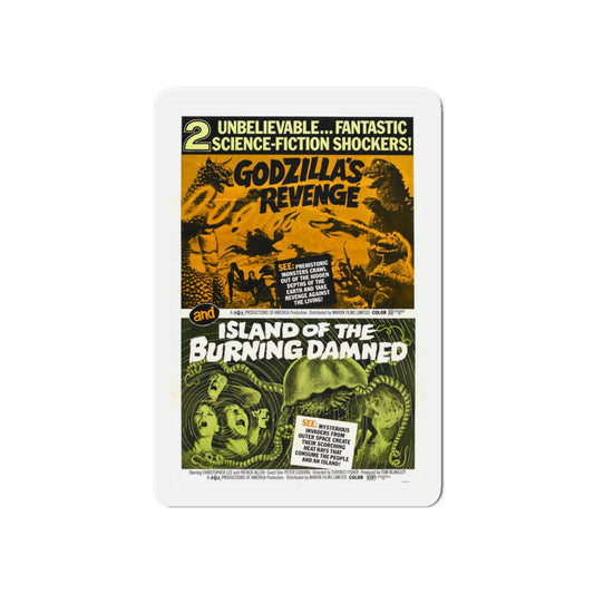 GODZILLA'S REVENGE + ISLAND OF THE BURNING DAMNED 1969 Movie Poster - Die-Cut Magnet-6 × 6"-The Sticker Space