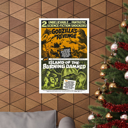 GODZILLA'S REVENGE + ISLAND OF THE BURNING DAMNED 1969 - Paper Movie Poster-The Sticker Space