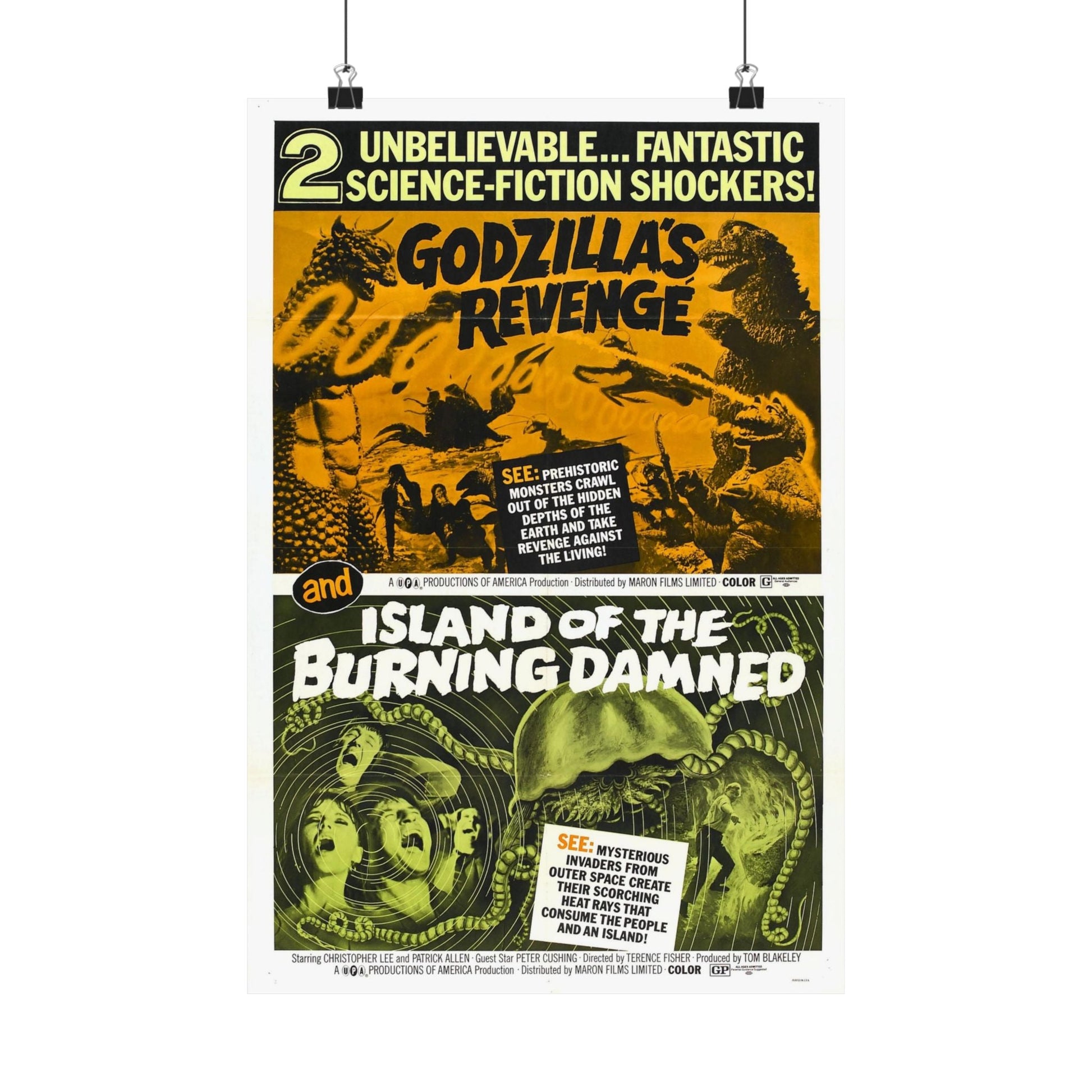 GODZILLA'S REVENGE + ISLAND OF THE BURNING DAMNED 1969 - Paper Movie Poster-12″ x 18″-The Sticker Space