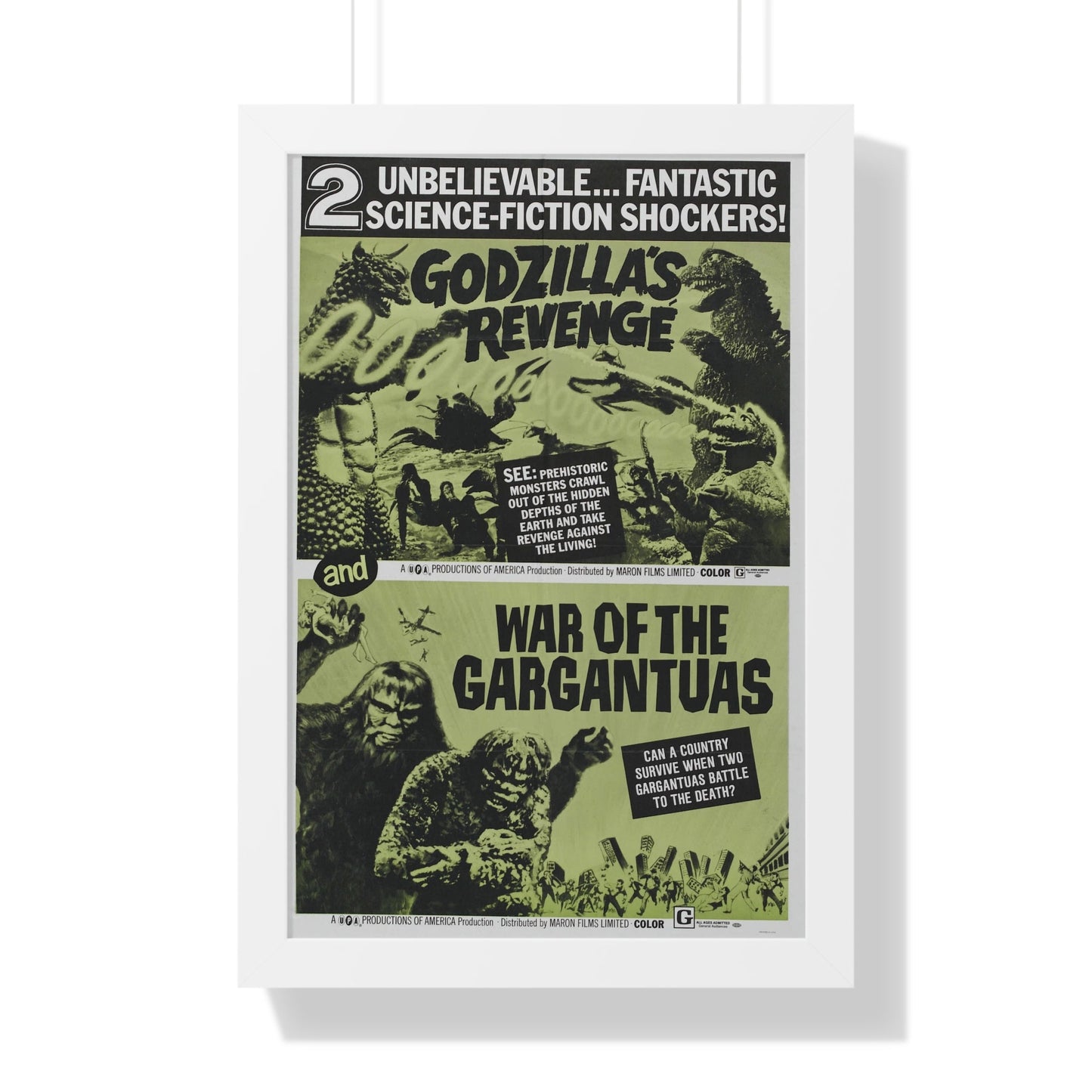 GODZILLA'S REVENGE + WAR OF THE GARGANTUAS 1969 - Framed Movie Poster-16″ x 24″-The Sticker Space