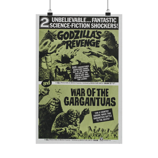 GODZILLA'S REVENGE + WAR OF THE GARGANTUAS 1969 - Paper Movie Poster-12″ x 18″-The Sticker Space