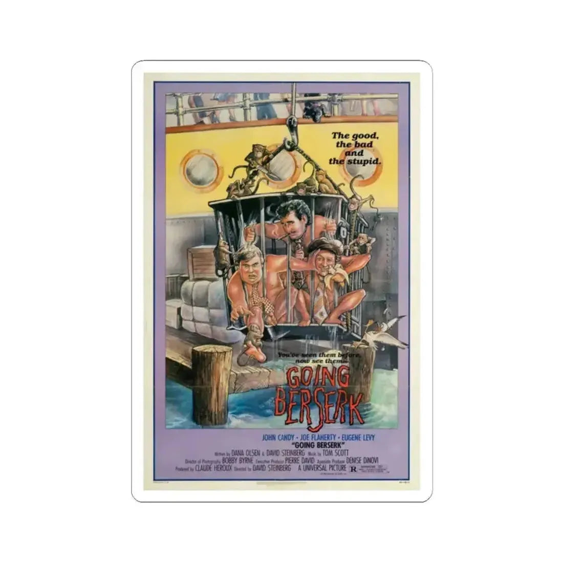 Going Berserk 1983 Movie Poster - STICKER Vinyl Kiss-Cut Decal 2 Inch White - The Sticker Space
