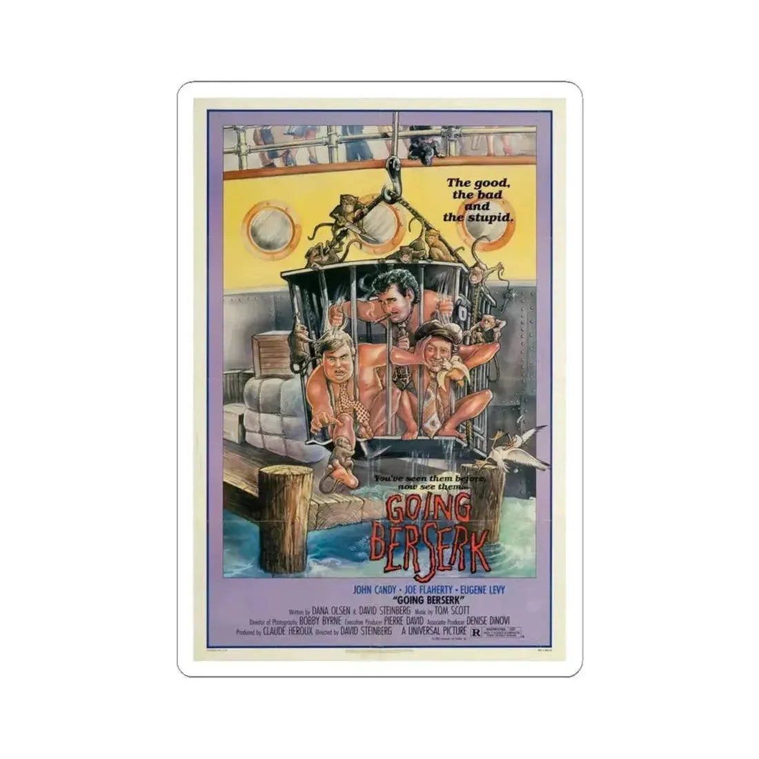 Going Berserk 1983 Movie Poster - STICKER Vinyl Kiss-Cut Decal 4 Inch White - The Sticker Space