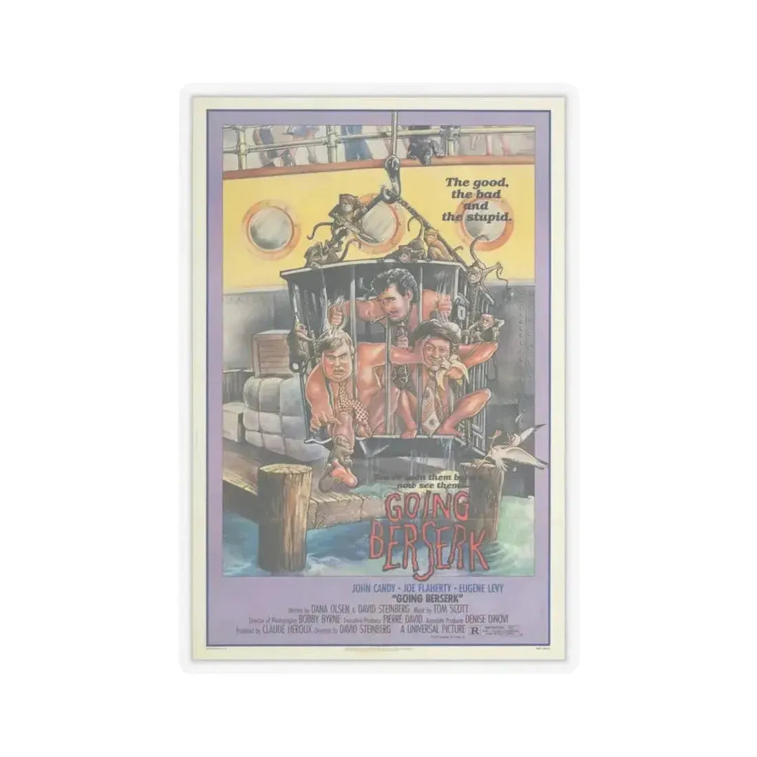 Going Berserk 1983 Movie Poster - STICKER Vinyl Kiss-Cut Decal 6 Inch Transparent - The Sticker Space