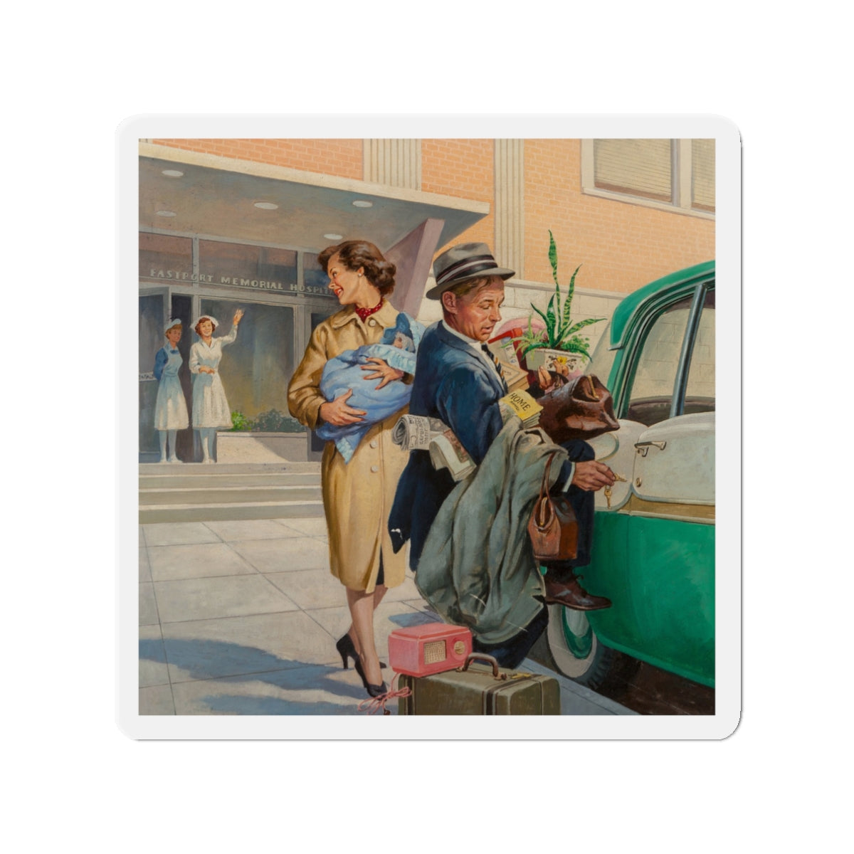 Going Home (Magazine Illustration) Refrigerator Magnet-3" x 3"-The Sticker Space