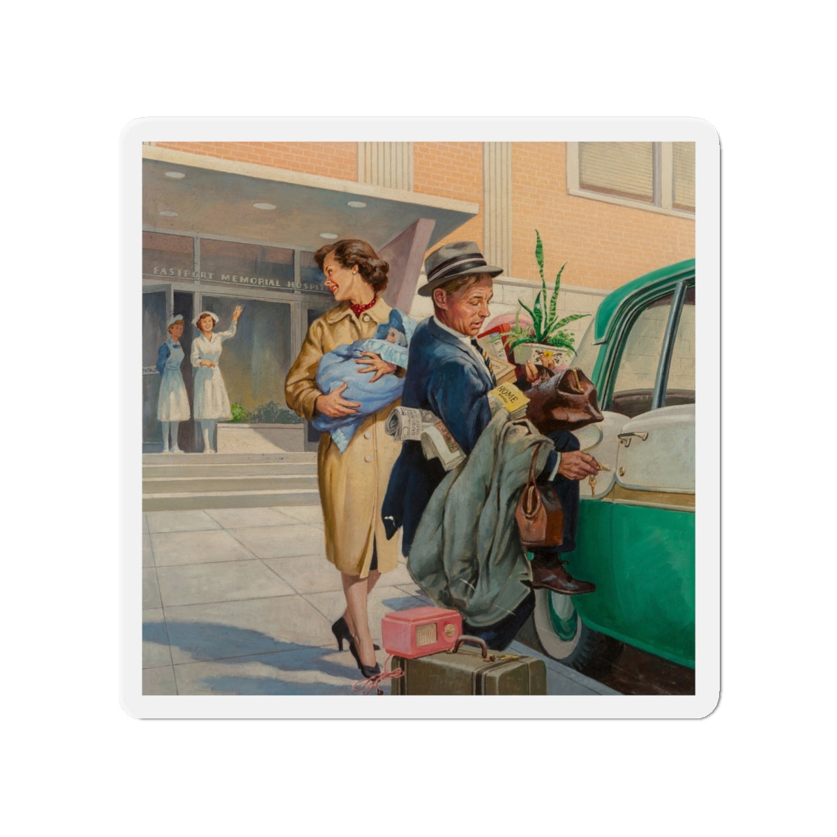 Going Home (Magazine Illustration) Refrigerator Magnet-4" x 4"-The Sticker Space