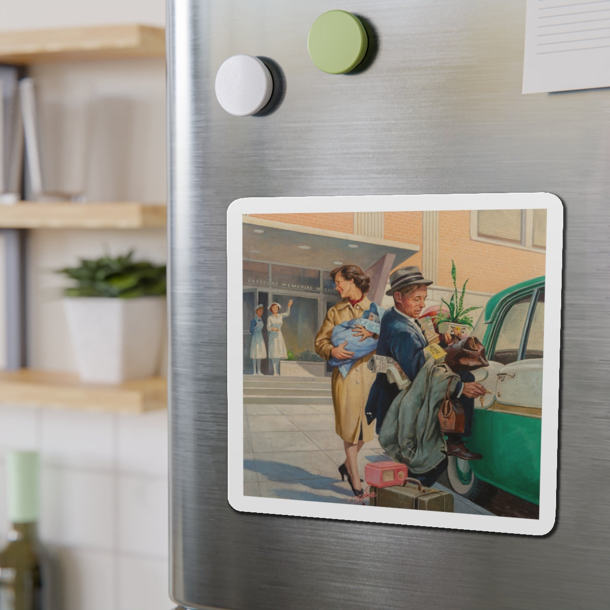 Going Home (Magazine Illustration) Refrigerator Magnet-The Sticker Space