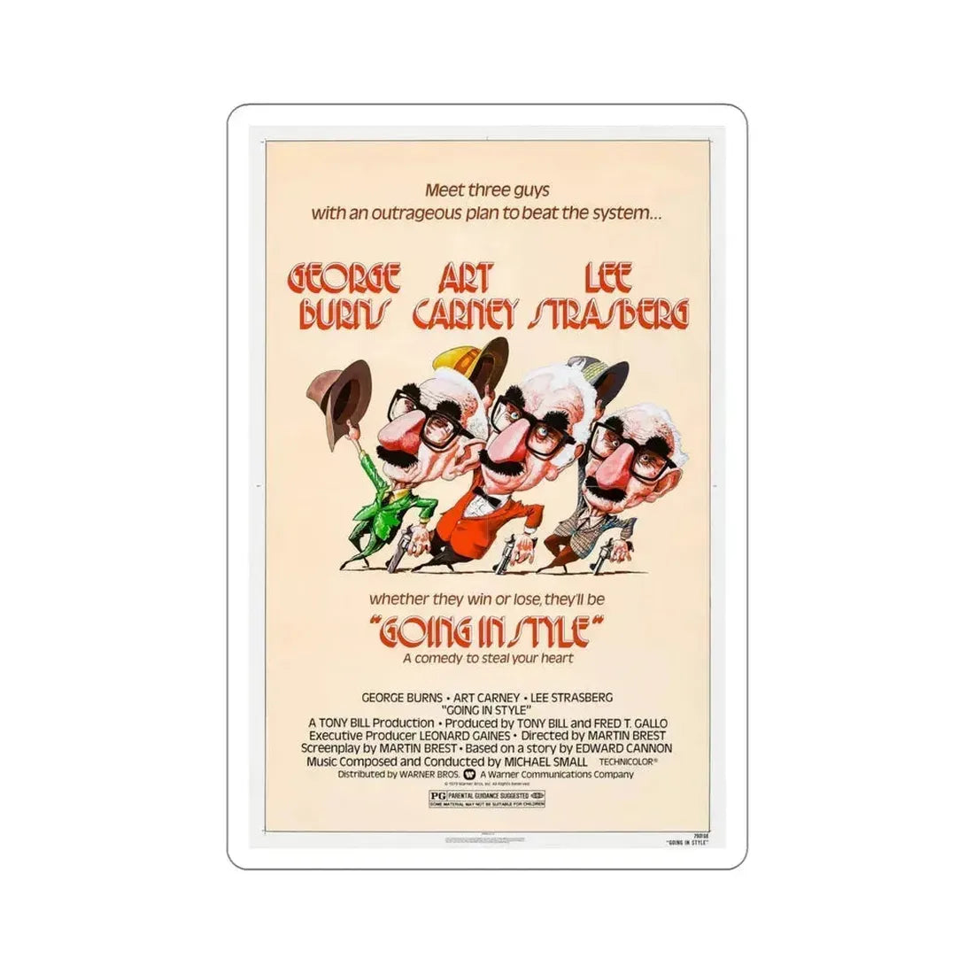 Going in Style 1979 Movie Poster STICKER Vinyl Die-Cut Decal 6 Inch - The Sticker Space