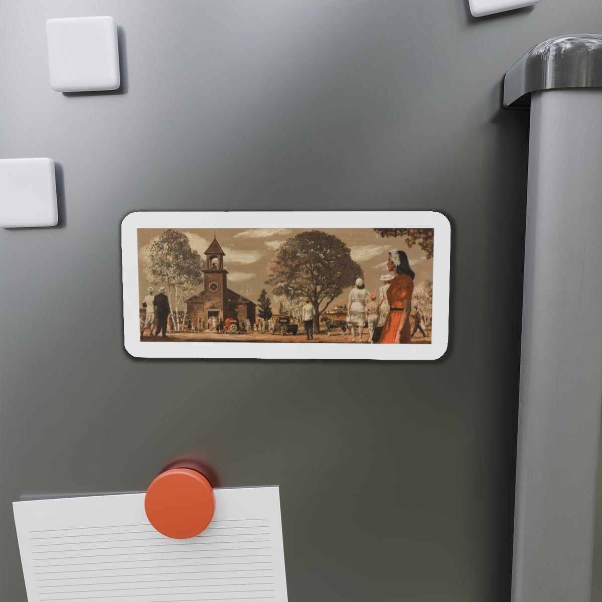 Going to Church (Magazine Illustration) Refrigerator Magnet-The Sticker Space