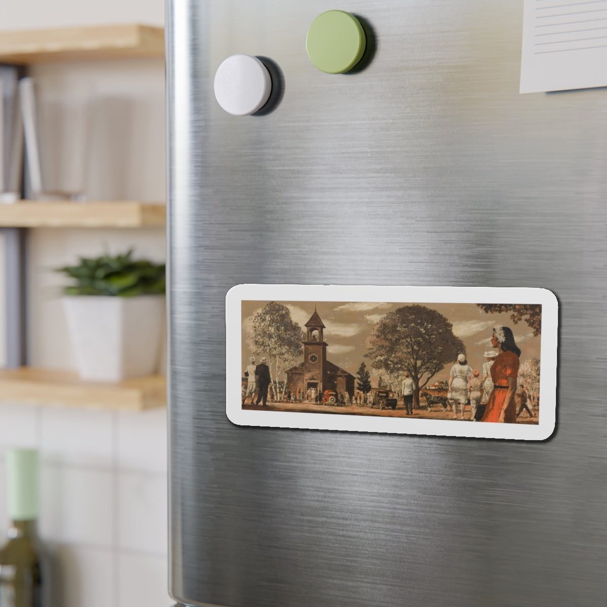 Going to Church (Magazine Illustration) Refrigerator Magnet-The Sticker Space