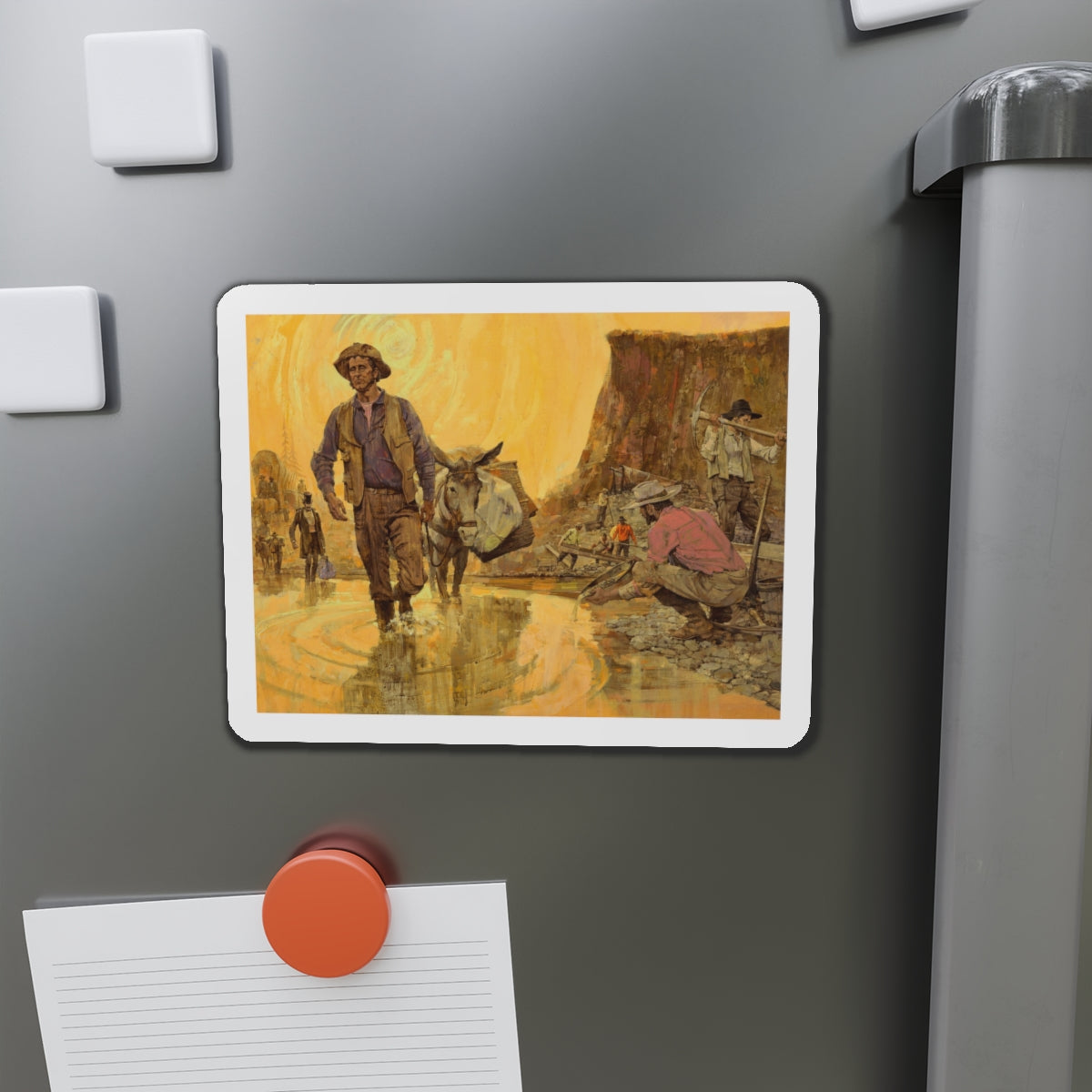 Gold Seekers Rush to California, Great Moments in American History illustration, 1965 (Magazine Illustration) Refrigerator Magnet-The Sticker Space