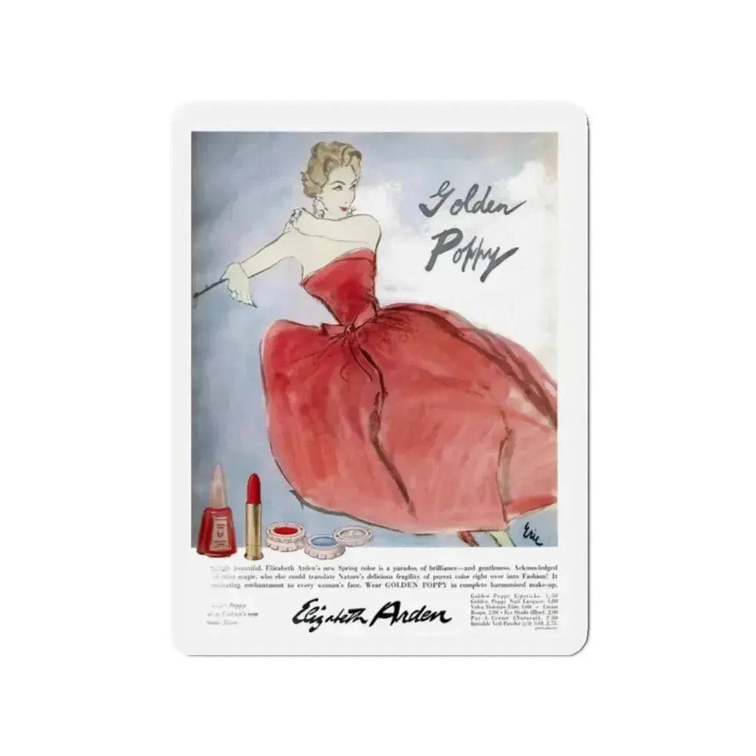 Golden Poppy, Elizabeth Arden advertisement, 1957 (Magazine Illustration) Refrigerator Magnet - The Sticker Space