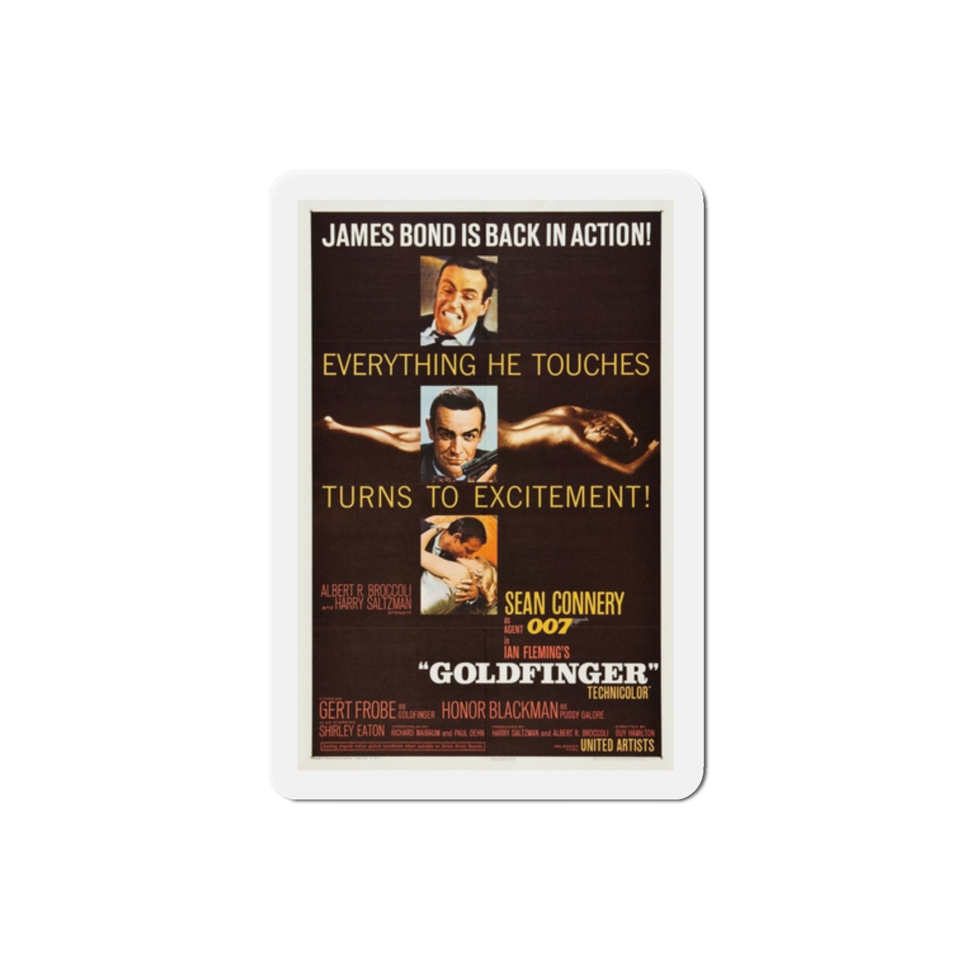 Goldfinger 1964 Movie Poster Die-Cut Magnet-2 Inch-The Sticker Space