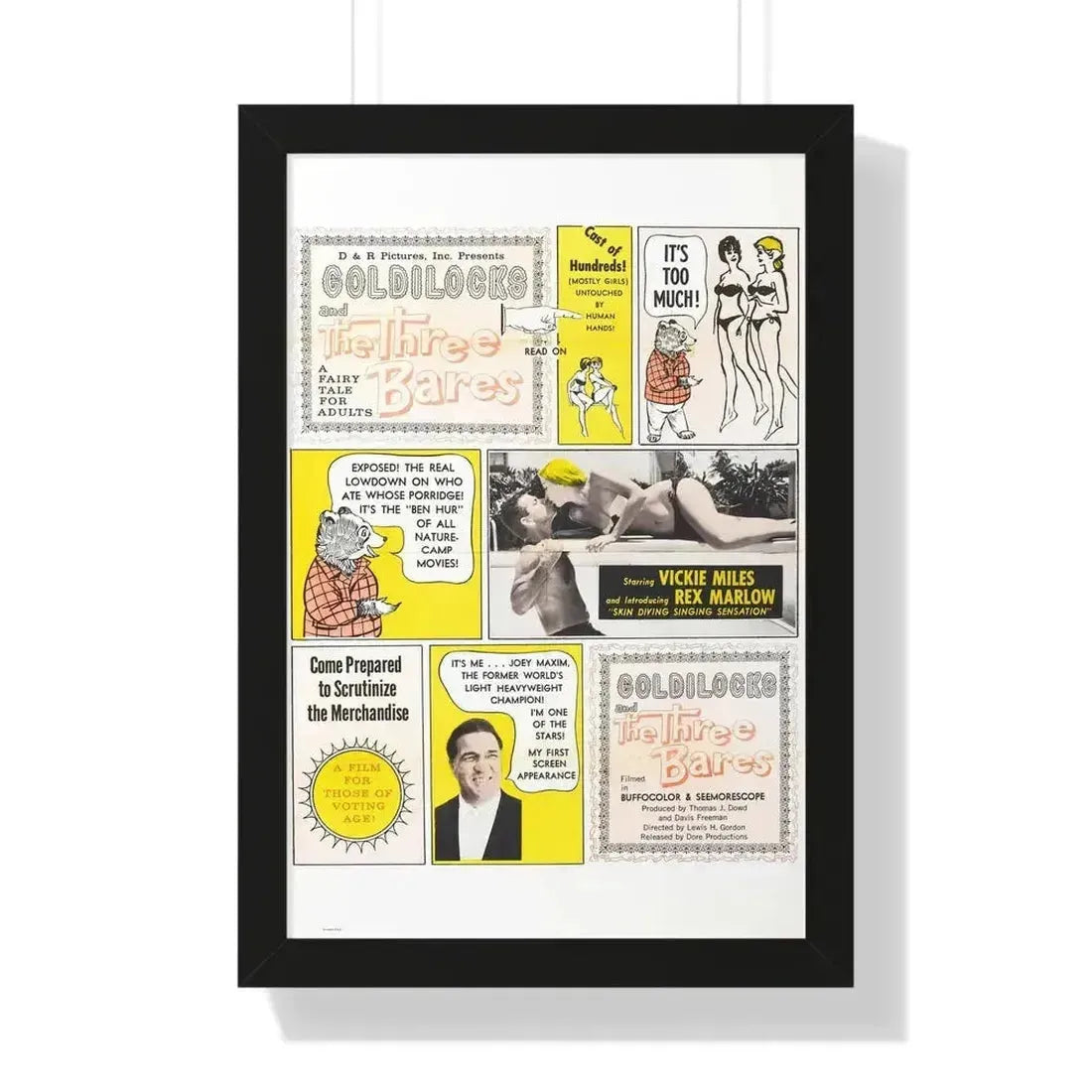 GOLDILOCKS AND THE THREE BARES 1963 - Framed Movie Poster 16″ x 24″ Black - The Sticker Space
