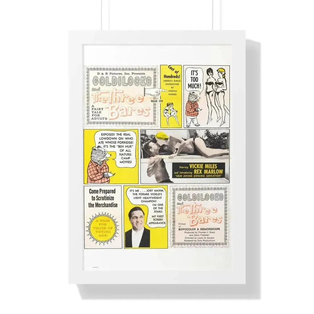 GOLDILOCKS AND THE THREE BARES 1963 - Framed Movie Poster 16″ x 24″ White - The Sticker Space