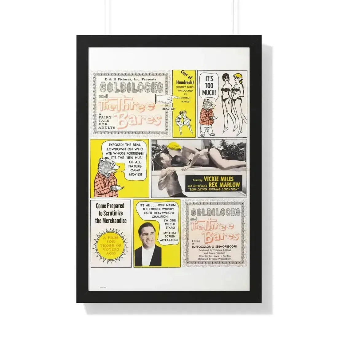 GOLDILOCKS AND THE THREE BARES 1963 - Framed Movie Poster 20" x 30" Black - The Sticker Space