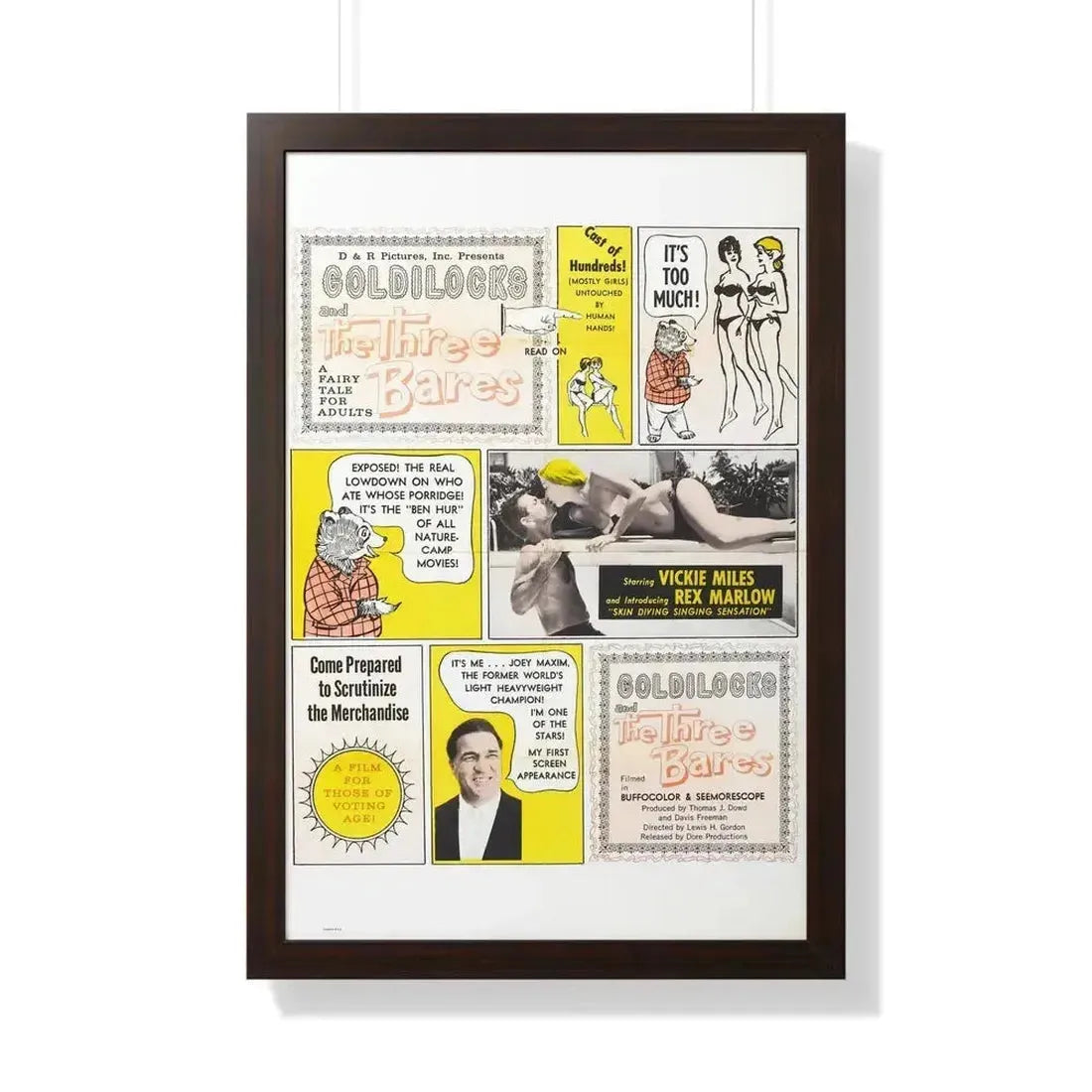 GOLDILOCKS AND THE THREE BARES 1963 - Framed Movie Poster 20" x 30" Walnut - The Sticker Space