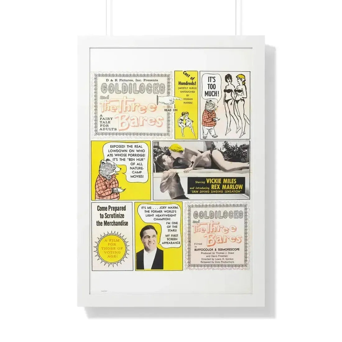 GOLDILOCKS AND THE THREE BARES 1963 - Framed Movie Poster 20" x 30" White - The Sticker Space